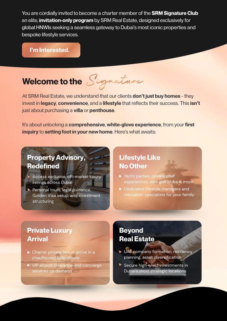 [Email Campaign] SRM Signature Invitation to HNWIs